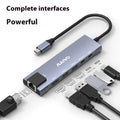 Aluminium alloy Steam Deck six-in-one docking station with 15cm cable, showing HDMI and Ethernet ports.