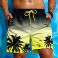 Men's loose board swimming trunks in polyester fabric with ethnic style pattern