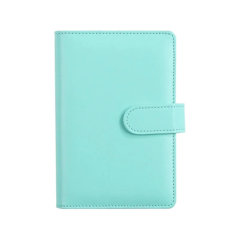 A5 PU leather zipper notebook shell in a solid colour, shown open and closed.