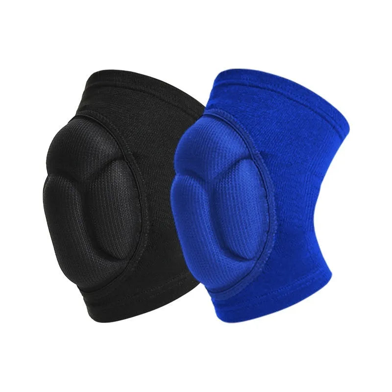 Black and blue thick sponge knee pads for dance, volleyball, hiking and winter sports protection
