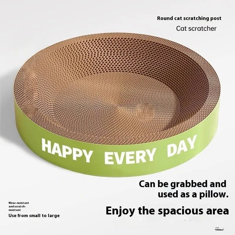 Green round cat scratching board nest measuring 50cm by 55cm