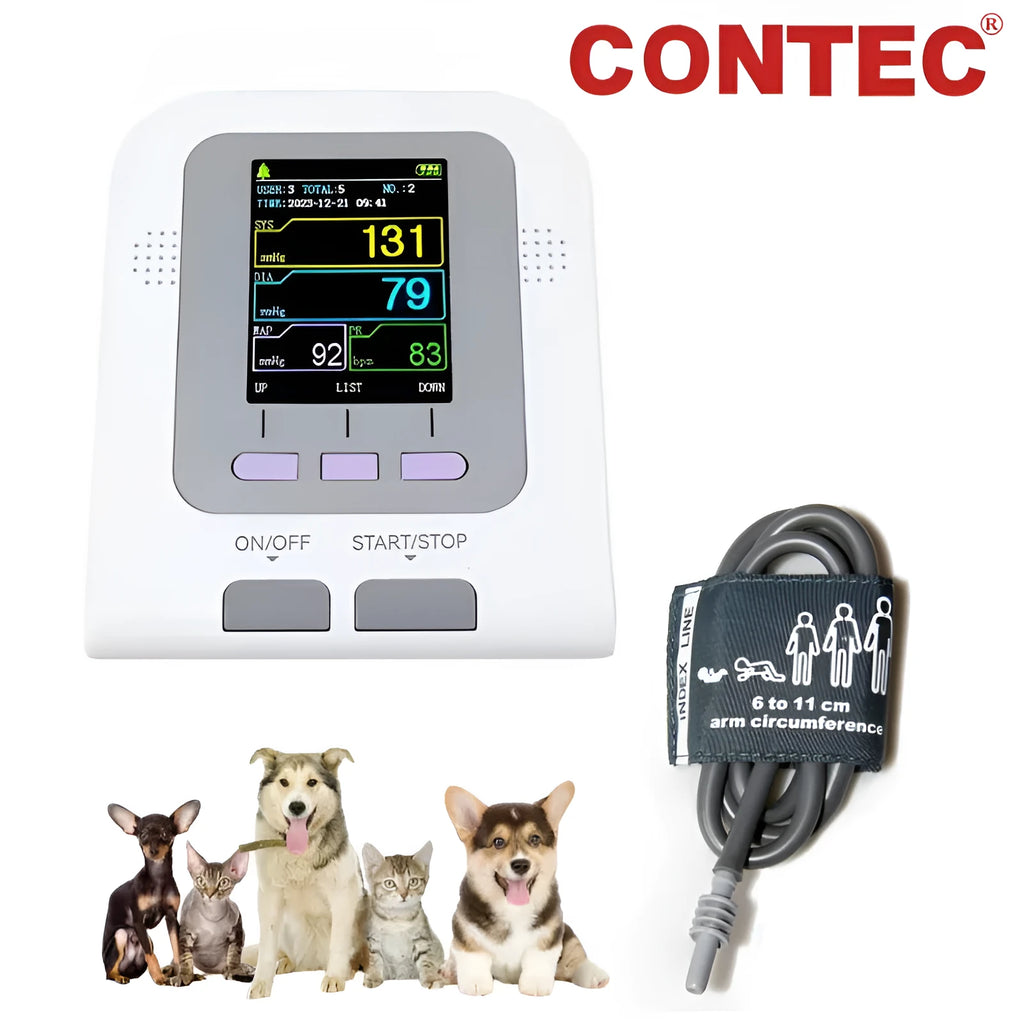 CONTEC08A Vet digital blood pressure monitor with colour screen and animal cuff.