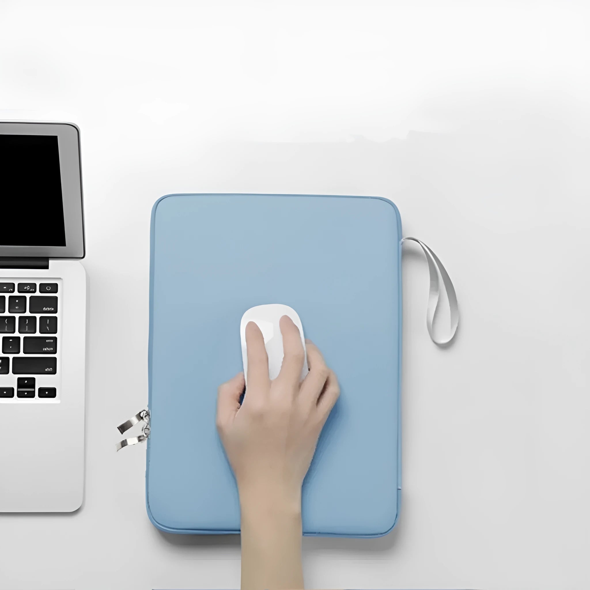 Imitation leather tablet protective case in light grey, shown fitting a 10.9-inch tablet.