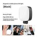 Mini portable mobile phone fill light with magnetic holder showing three colour temperature settings