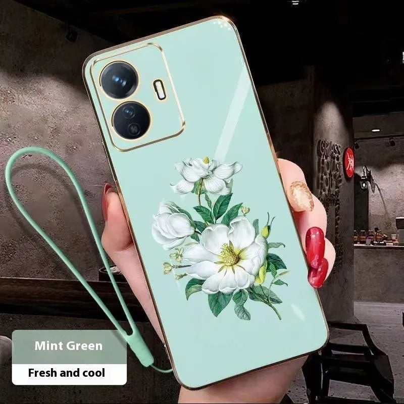 Electroplating phone case for vivo Y Series in pink with all-inclusive fall protection design