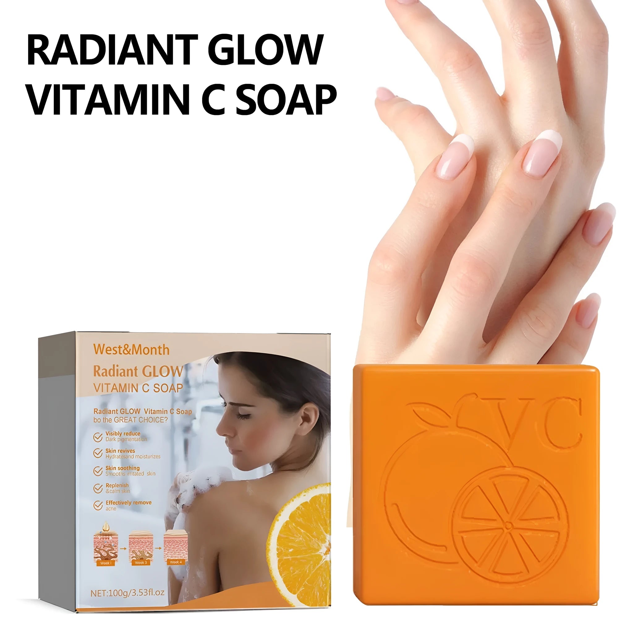 A 100g whitening vitamin body care cleaning soap bar with kojic acid and botanical extracts