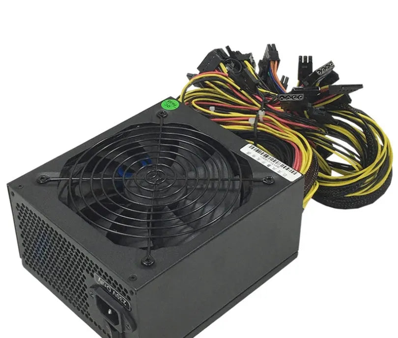 Black 110V server power supply unit with multiple cable connectors for high-wattage computer systems