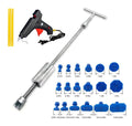 Automotive dent repair tool with T-shaped hammer and adhesive pads for car bodywork