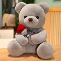 Rose bear teddy plush pillow doll in beige, brown or grey with PP cotton filling
