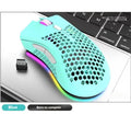 BM600 wireless optical computer mouse with hollow-out luminous shell in cyan, black, or white.