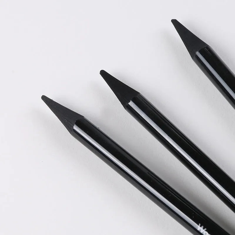 Carbonized pencil suit solid graphite set with six graphite pencils and three carbonized pencils on suction card