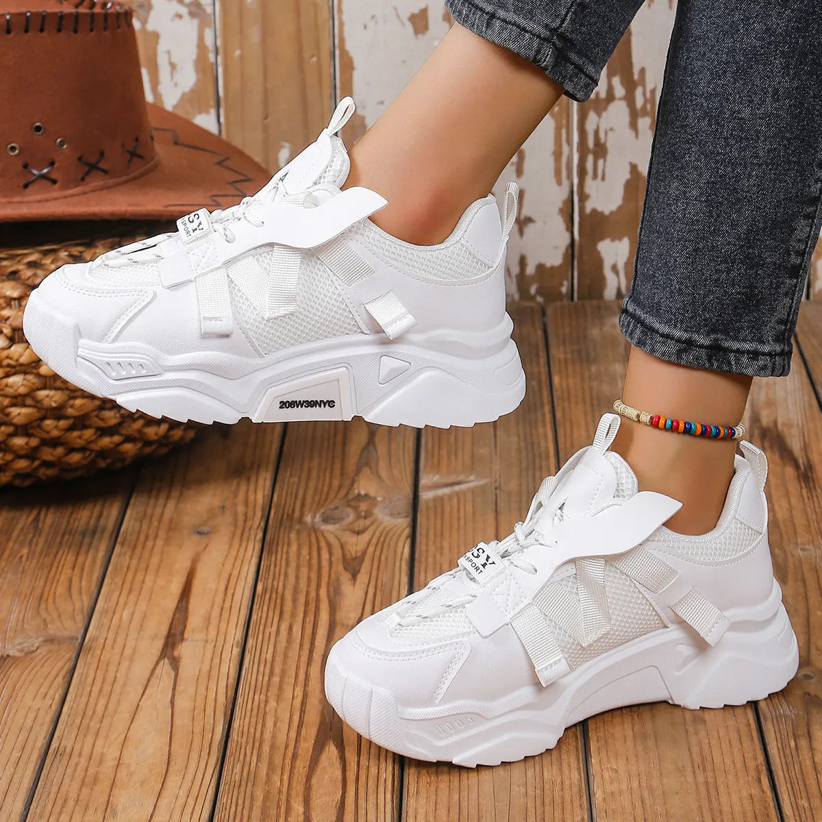 Women's purple platform mesh dad shoes with breathable upper and front lace-up design