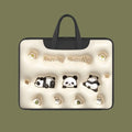 Inflatable PU leather laptop bag in a character design, shown hanging from a suitcase handle.