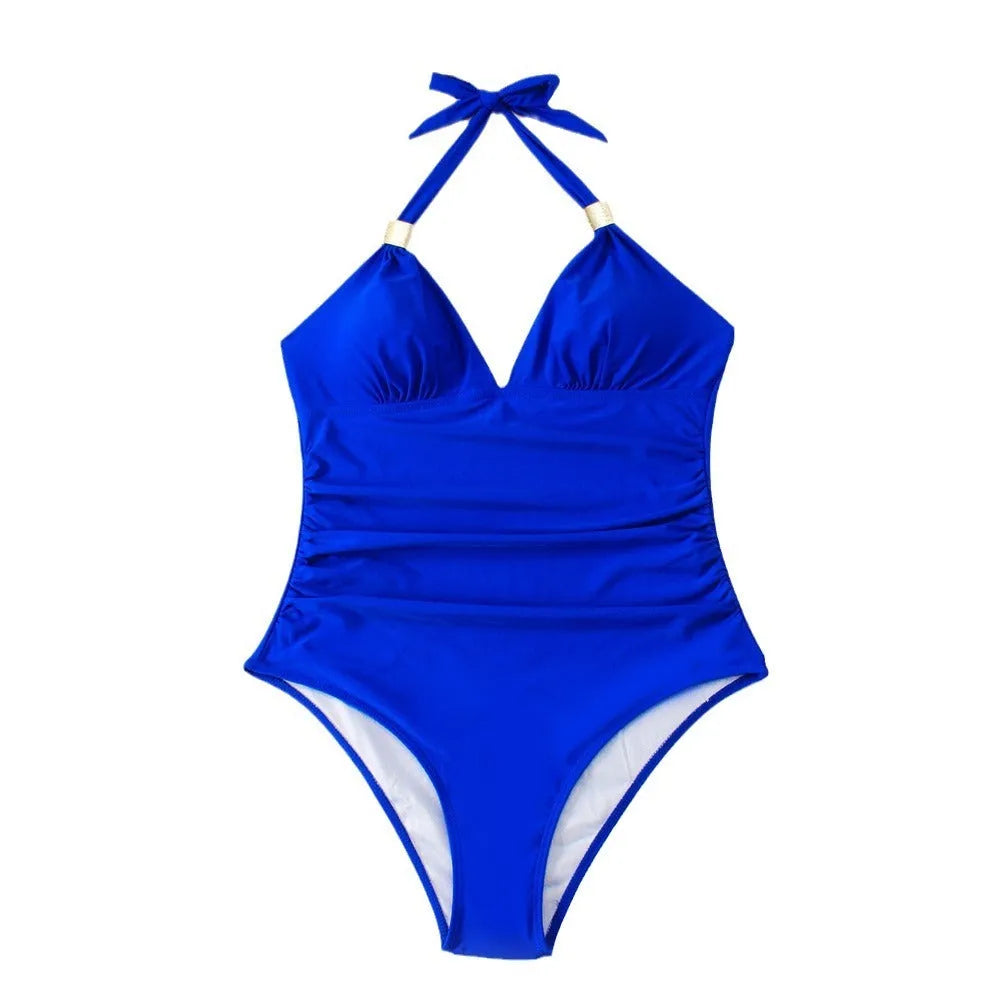 Conservative women's swimsuit in quick-drying polyester spandex fabric with high elasticity