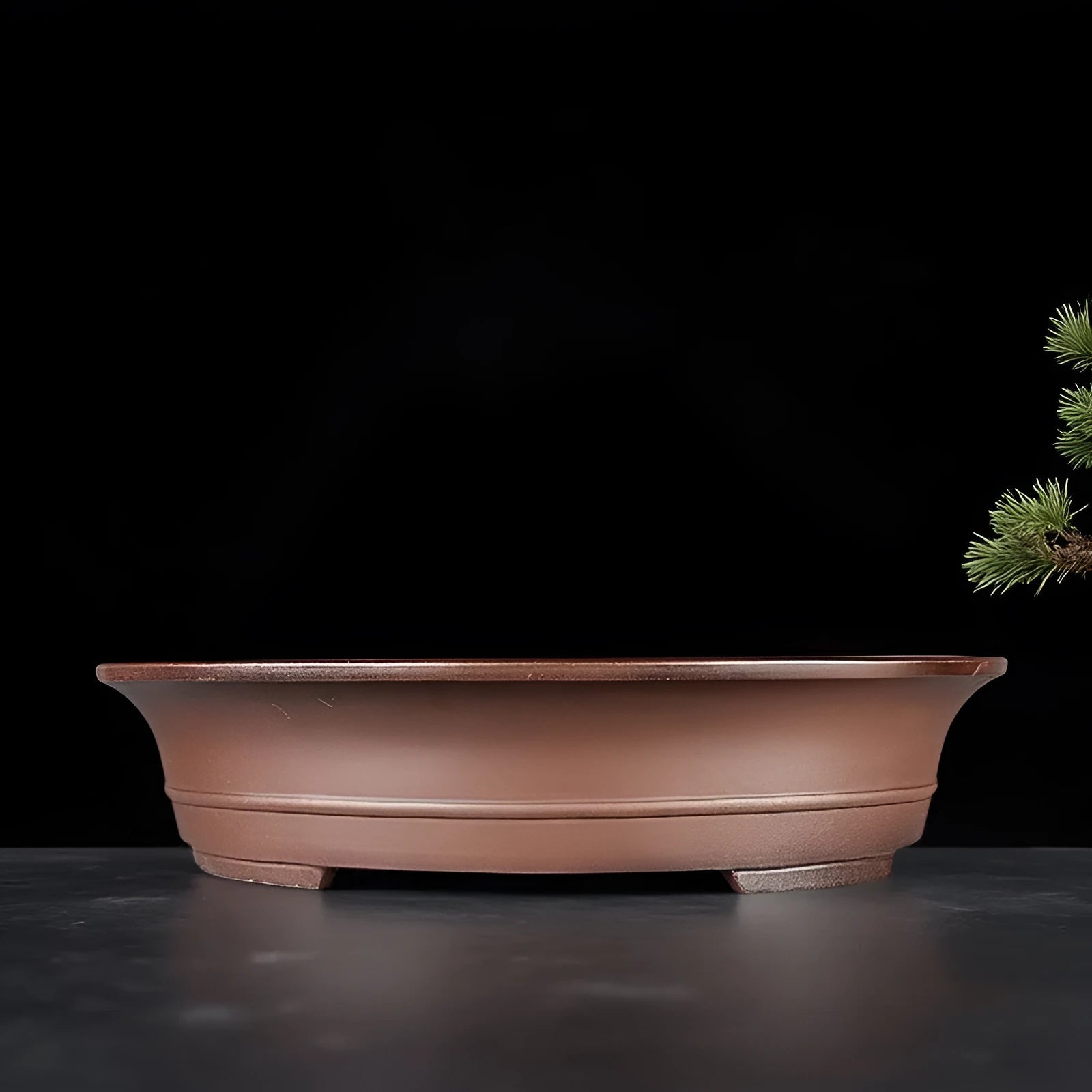 Handmade antique oval large bonsai pot in Yixing Purple Mud measuring 66cm by 53cm by 14.5cm
