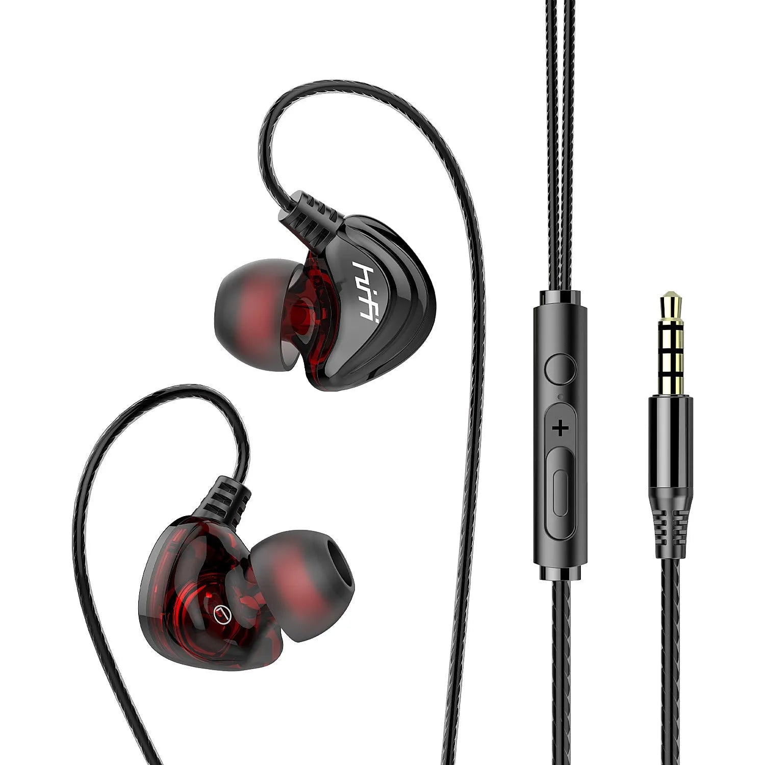In-ear wired headphones with heavy bass, 9mm driver, 1.2m cable, in silver with 3.5mm straight plug