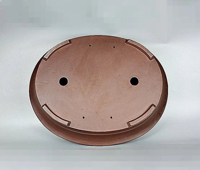 Handmade antique oval large bonsai pot in Yixing Purple Mud measuring 66cm by 53cm by 14.5cm