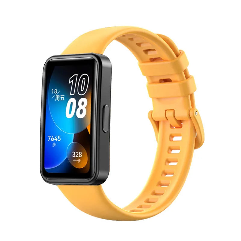 Huawei silicone bracelet watch strap in black, one of eleven colour options