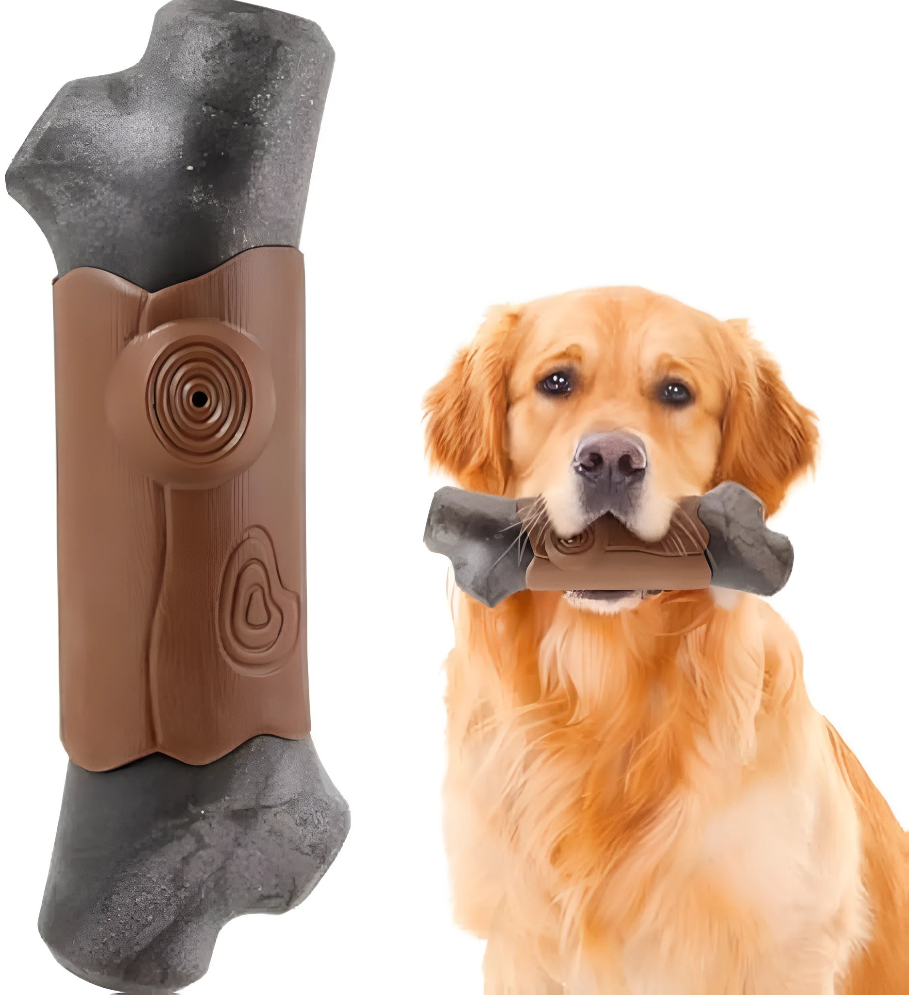 Large nylon dog chew toy with branch design and squeaker for aggressive chewers