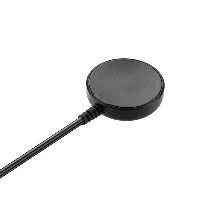 Black USB watch charger with fast charging cable for smart watches
