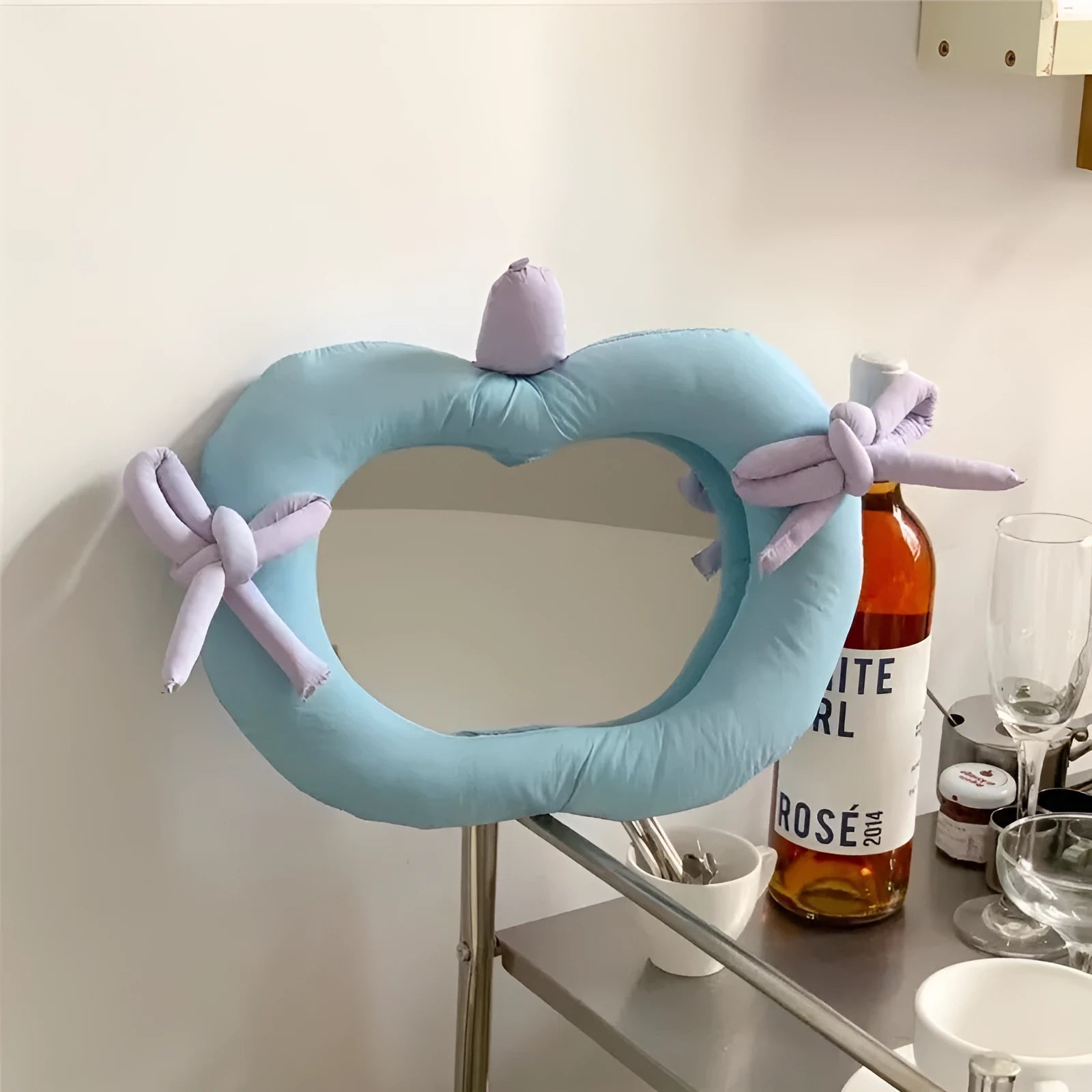 Korean-style decorative mirror with soft pillow border in Apple colour