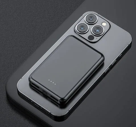 Compact black or white power bank for electric heating vests, showing 97mm x 64mm dimensions