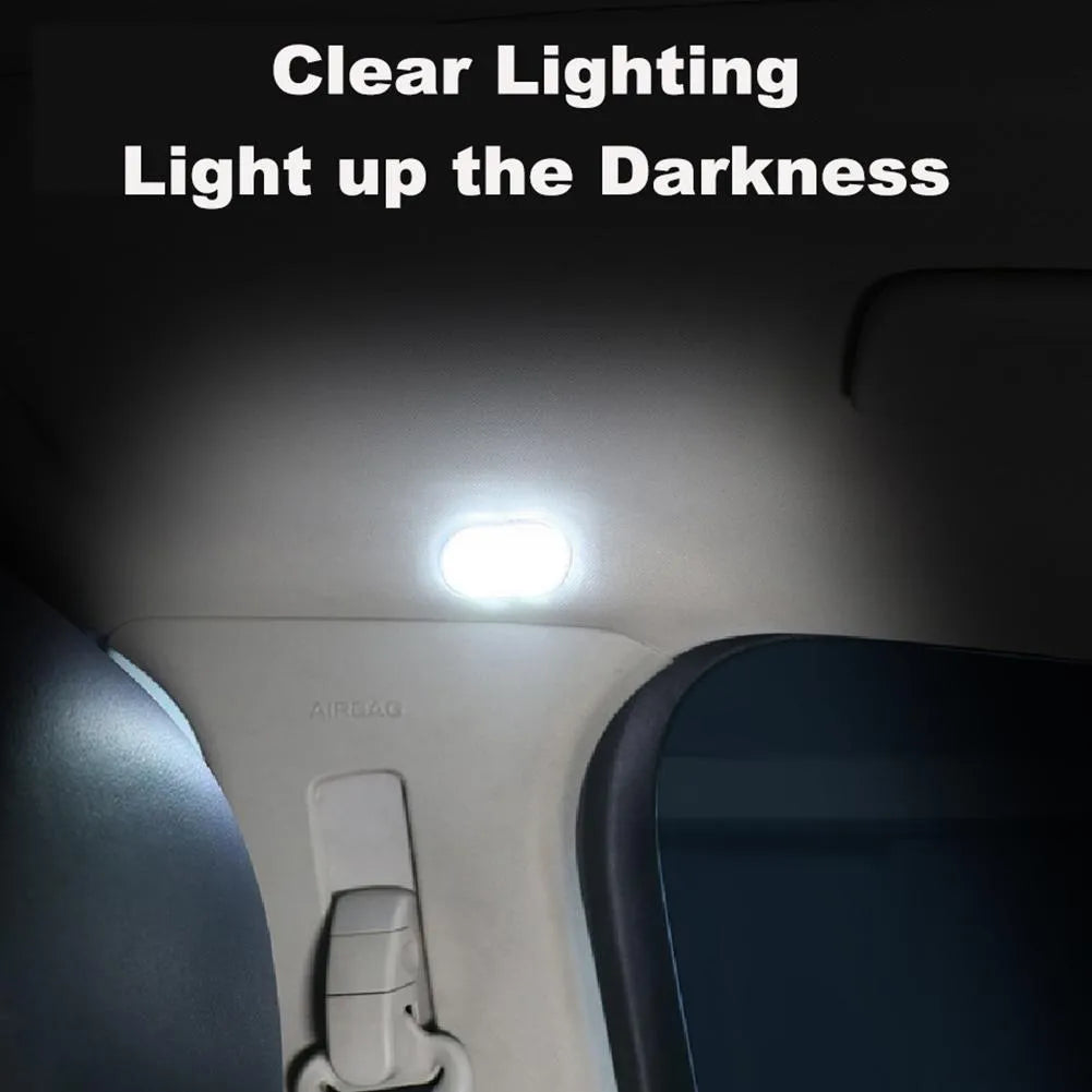 Touch-sensitive USB rechargeable car atmosphere lamp showing ice blue LED light with Velcro mount