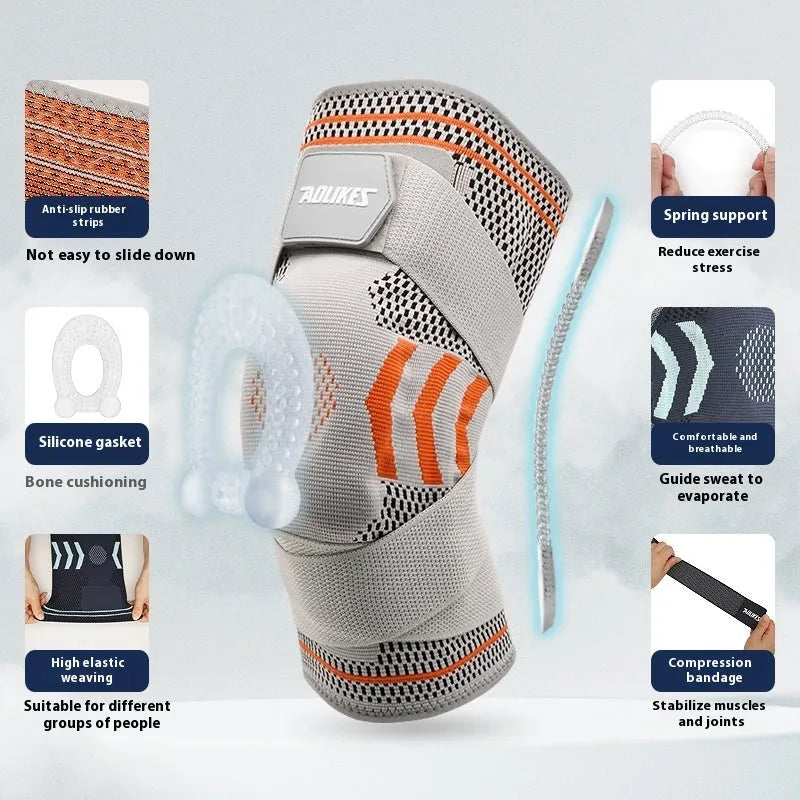 Outdoor exercise leg guard set nylon knee pads in black and gray for cycling and running