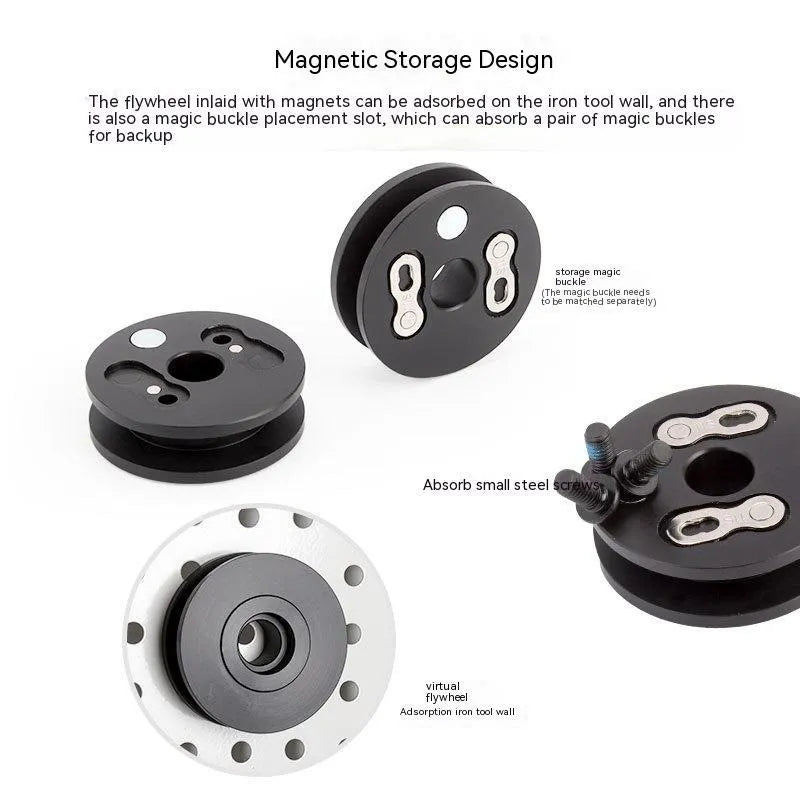 Aluminium bicycle chain holder and stopper tension tool for drivetrain cleaning and maintenance.
