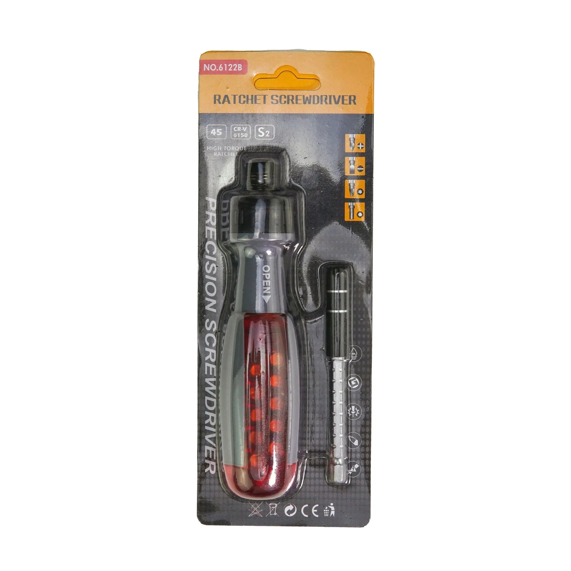 Ratchet two-way retractable screw bits set shaped screwdriver with magnetic tip and ABS handle