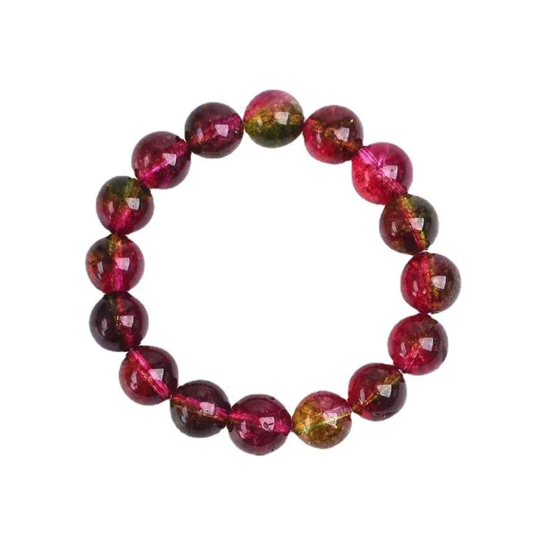 Women's watermelon-coloured crystal bracelet with pastoral design, shown in different size options.