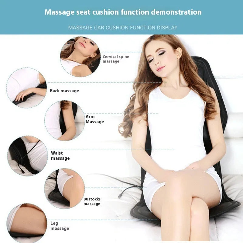 Black electric heating massage mat with infrared physiotherapy function and variable speed control