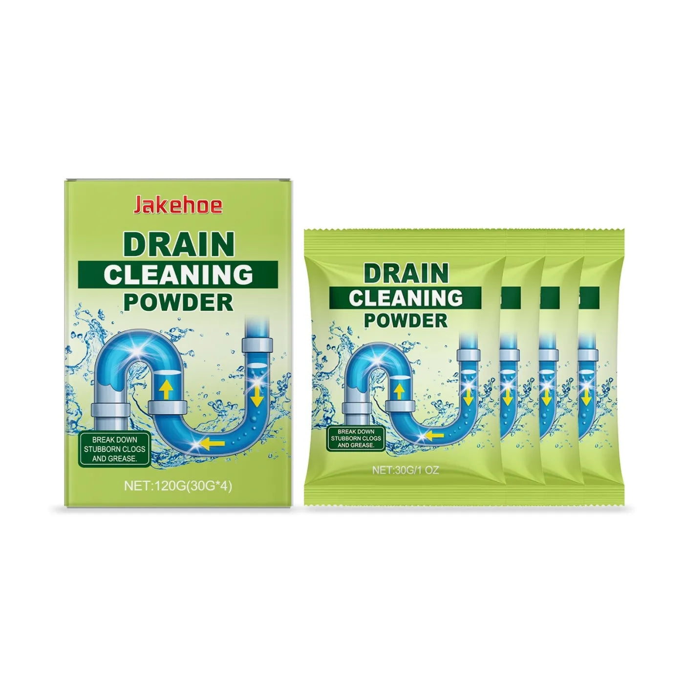 120g bottle of chemical drain cleaning powder for unblocking sinks and pipes