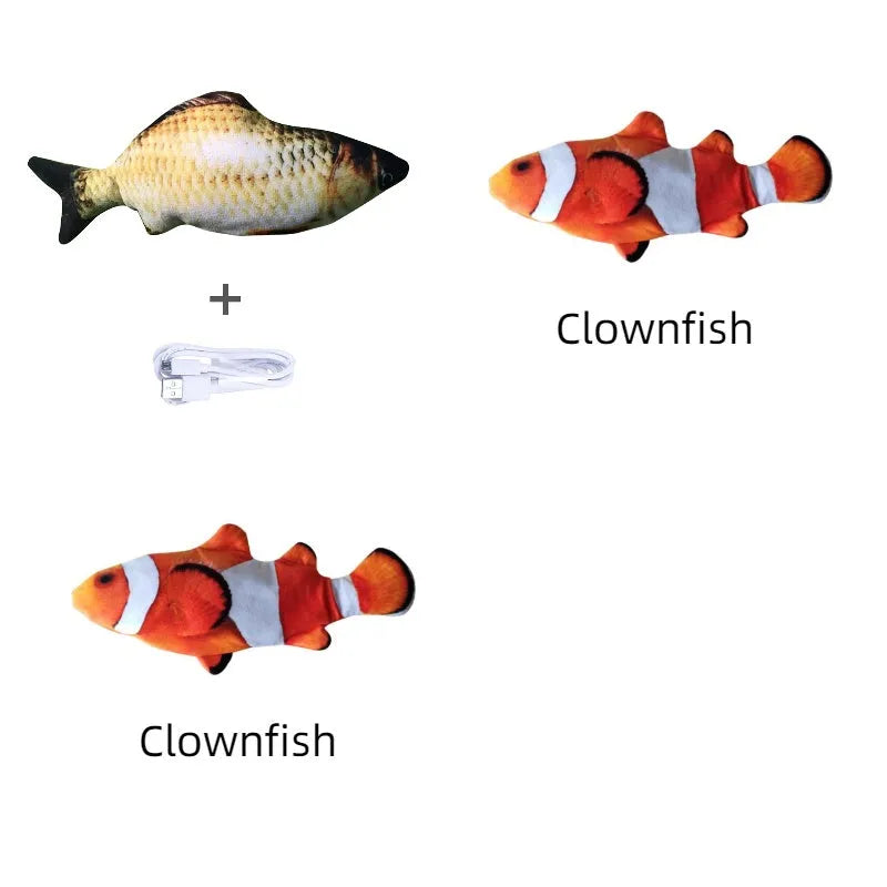 30cm long multicolour electric jumping fish simulation cat toy with USB cable