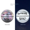 Holographic luminous reflective basketball size 7 in chroma and white colours