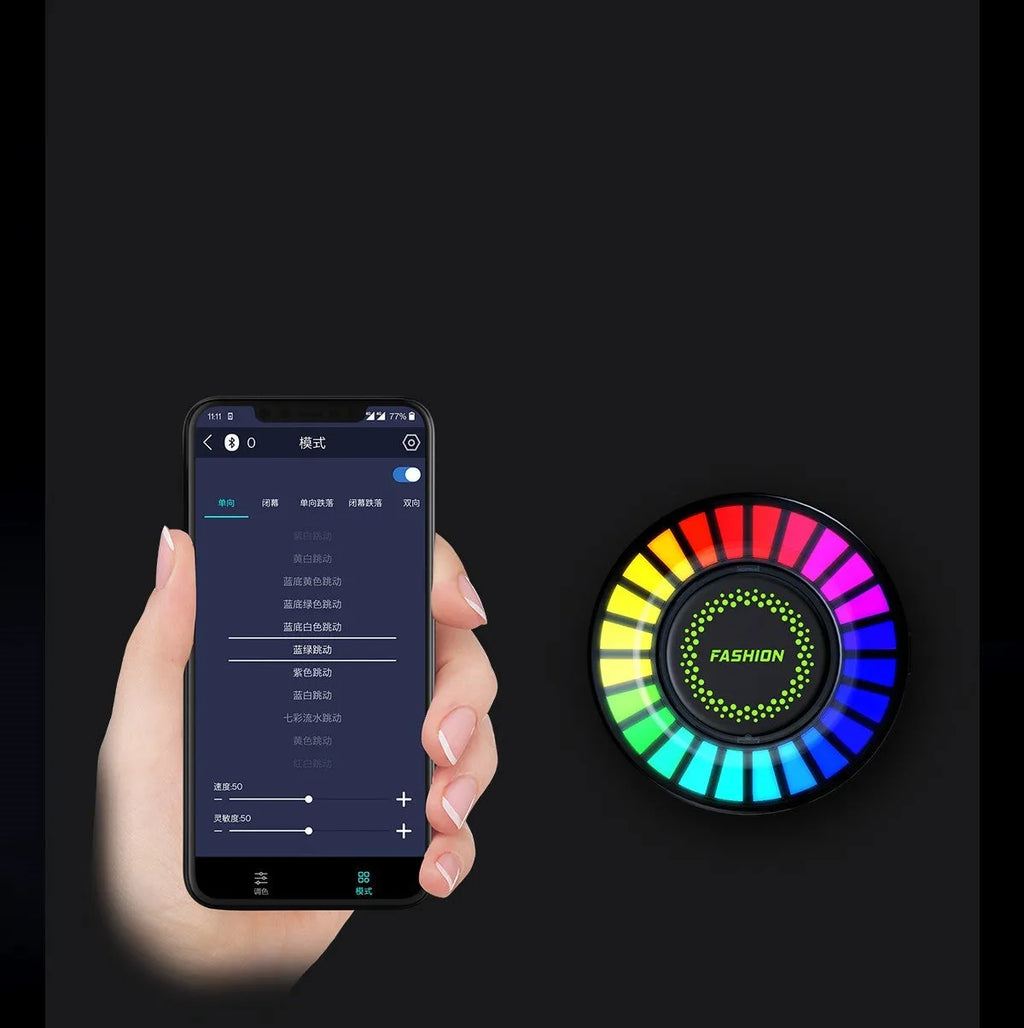 3D pickup RGB car atmosphere light mounted on a car air vent for aromatherapy and mood lighting.