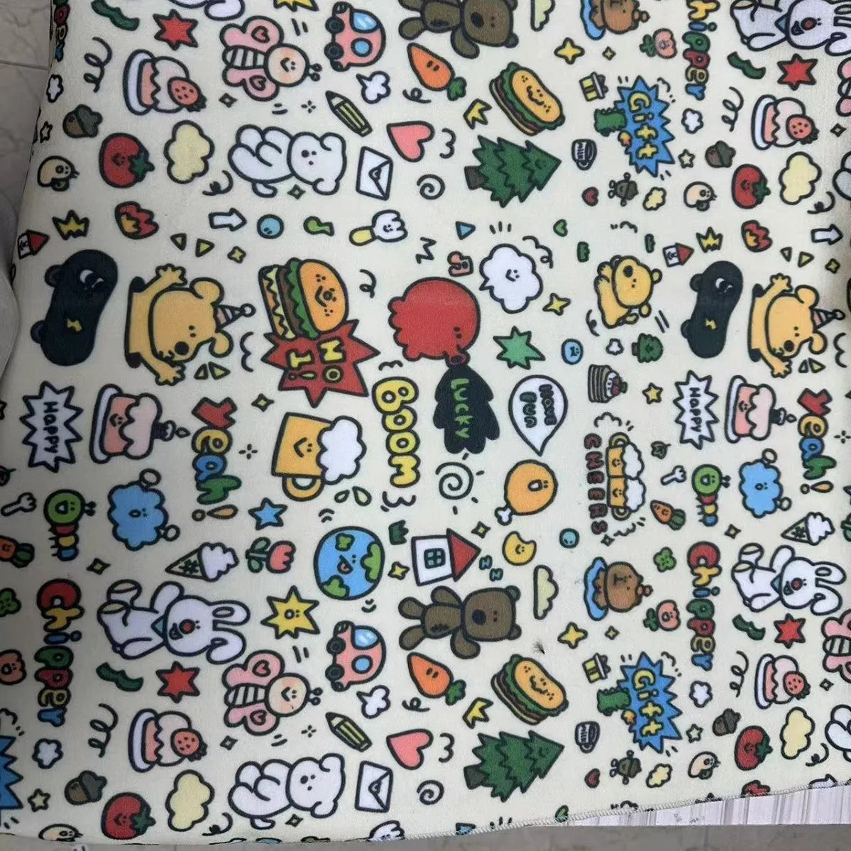 Cartoon printed cat cosmetic bag in nylon with colourful animal design showing size options