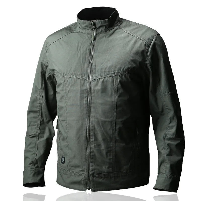 Men's tactical jacket in polyester fabric shown in a camouflage pattern colour option.