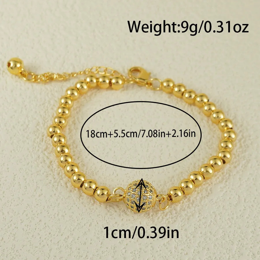 Women's Arabic style copper bracelet with heart-shaped zircon stone decoration
