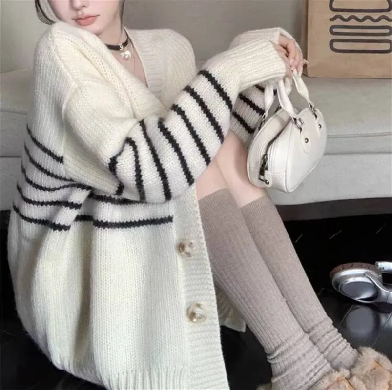Japanese Korean style collar button cardigan sweater with 3D pattern in pictured colour