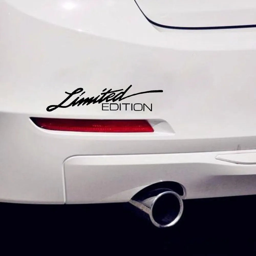 Reflective English plastic bumper sticker in black, white, or colourful, measuring 16cm long.
