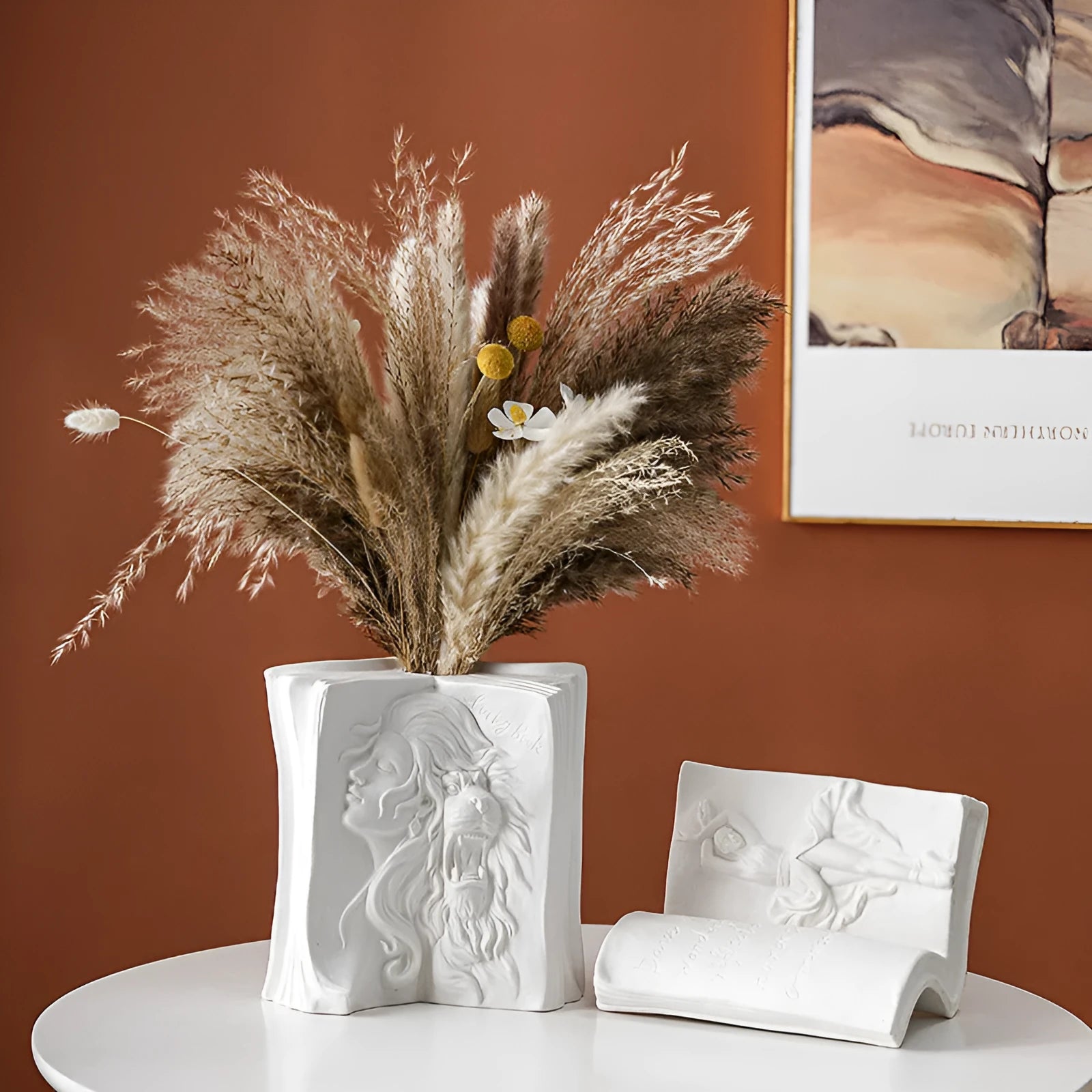 Ceramic book stand with glazed finish in modern simplicity design for desktop organisation
