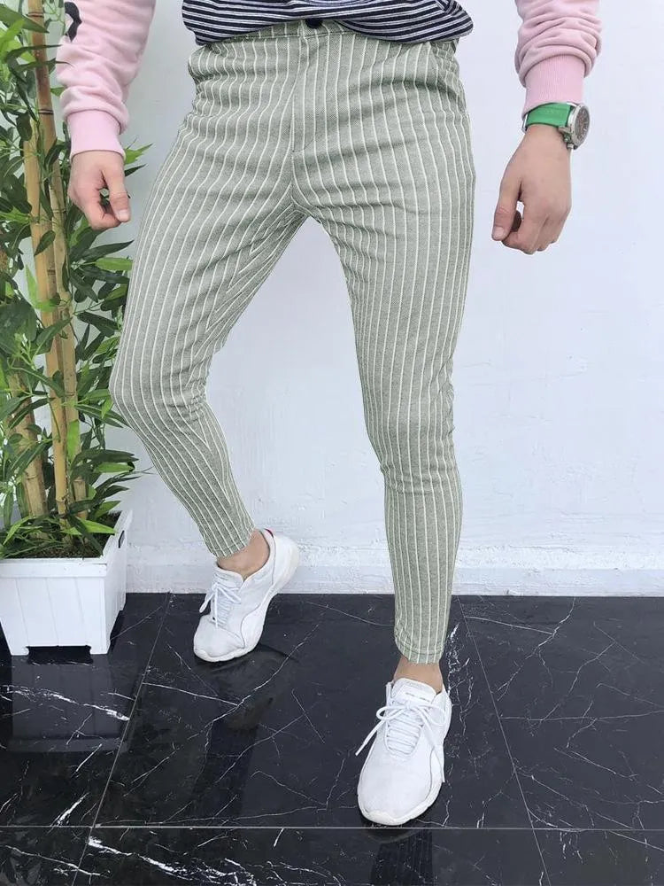 Men's 3D printed plaid casual trousers in RKKZ49 colour with straight leg design