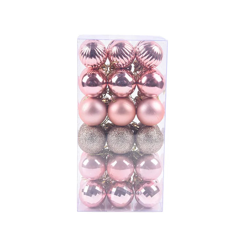36 Christmas colour balls in whole box set, 4cm diameter, assorted colours for tree decoration