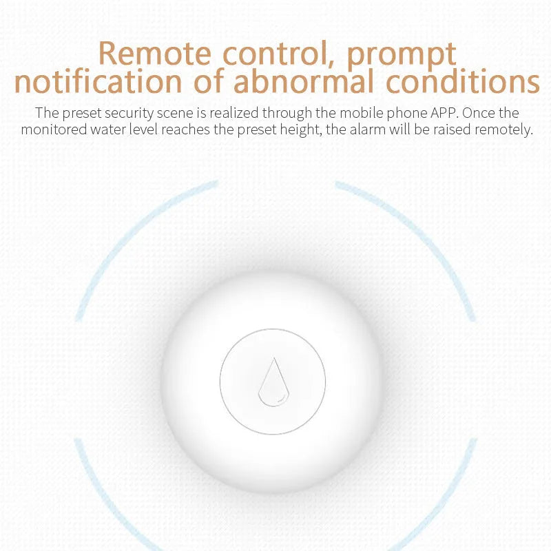 Zigbee wireless flood sensor with compact 50mm size for smart home water leak detection