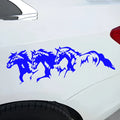 Three Horses steed design car decal sticker measuring 25 by 8cm in black, white, blue, or red colours