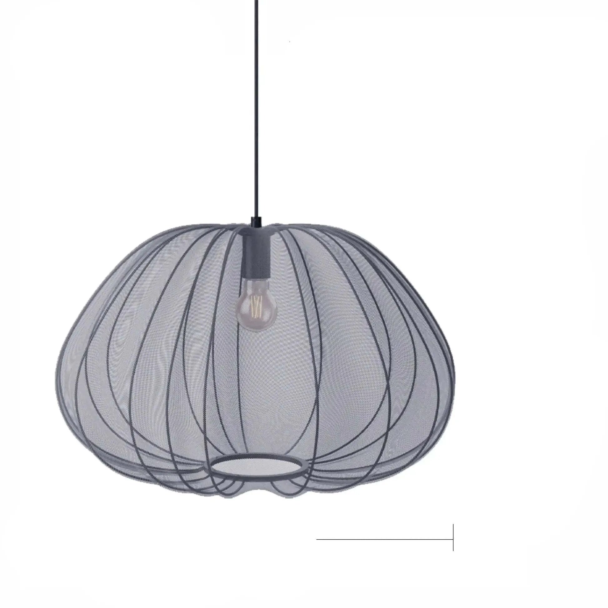 Japanese-style net pumpkin ceiling lamp in iron construction with branch-type design