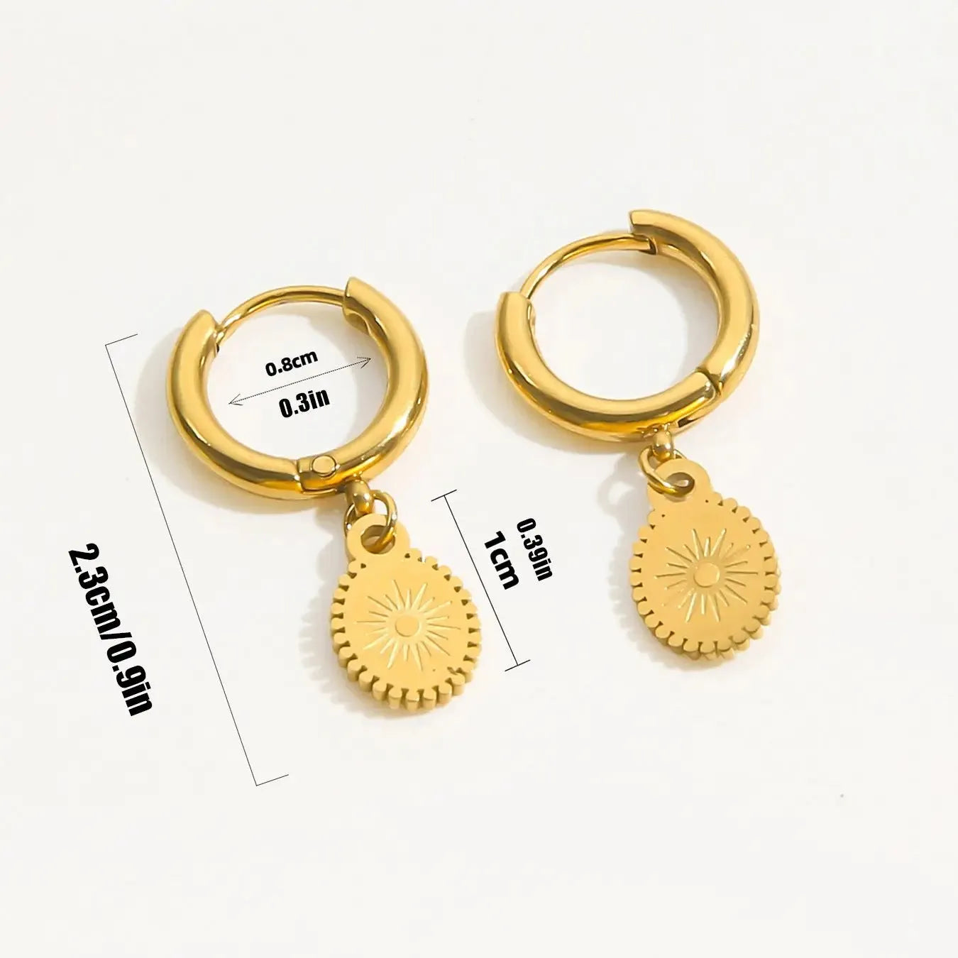 Women's stainless steel geometric earrings with ellipse design and ear button fastening in colour XY-EH005