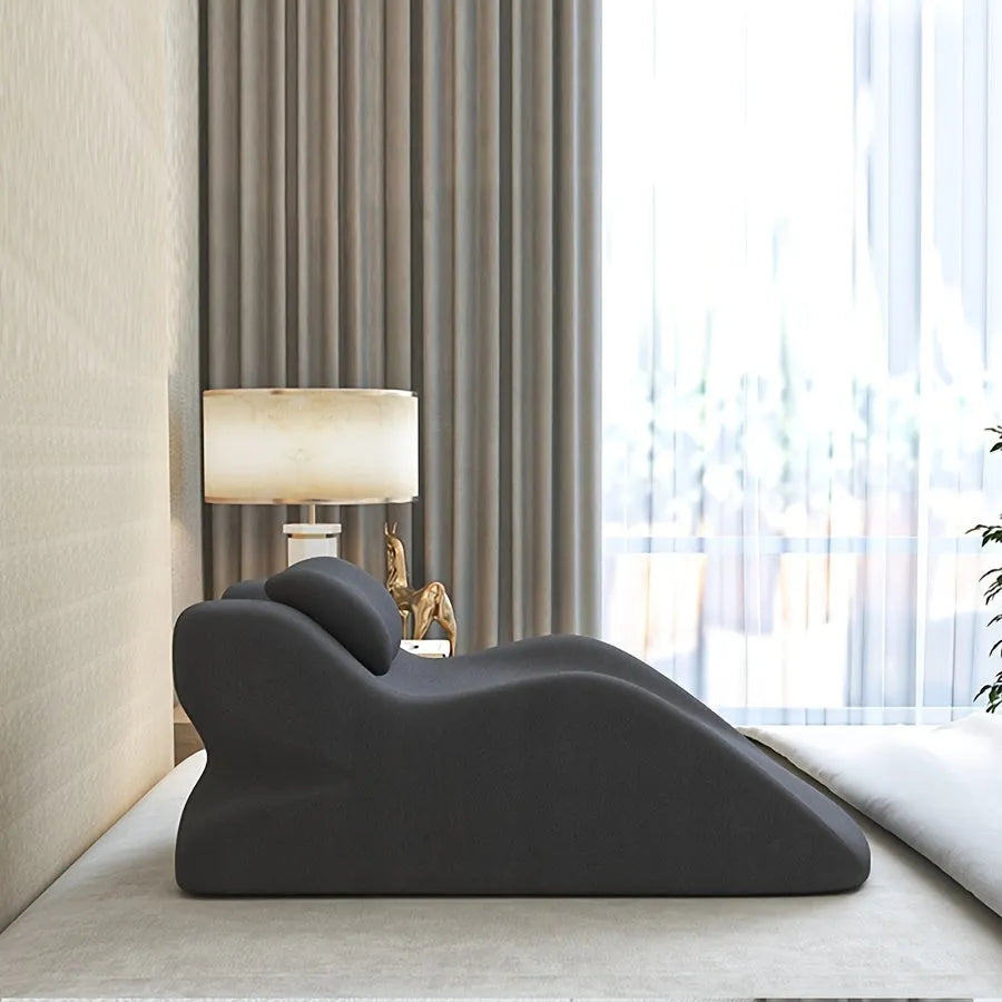 Stomach sleeper pillow in blue for comfortable prone resting positions