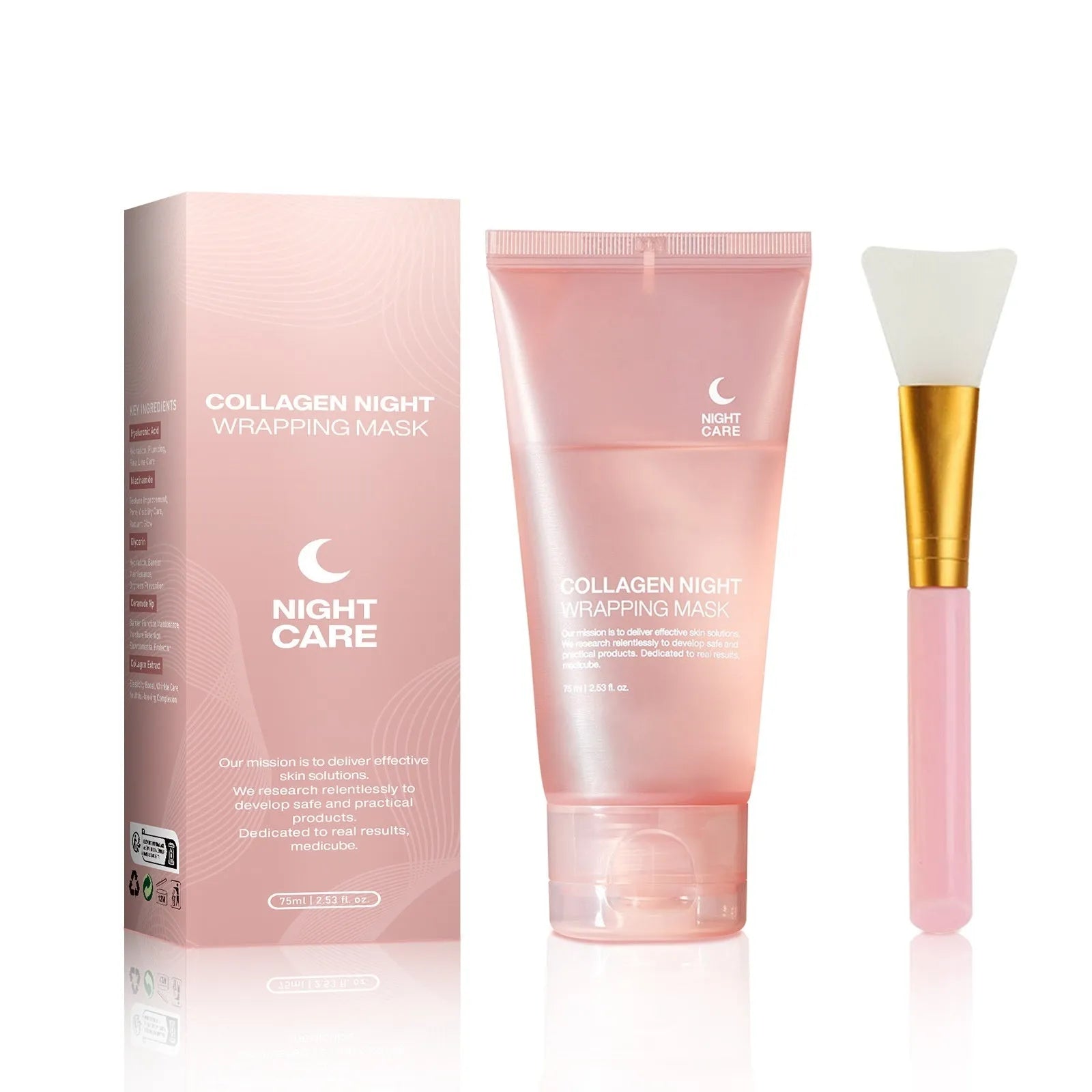 75ml collagen night mask with application brush for firming elasticity and overnight hydration